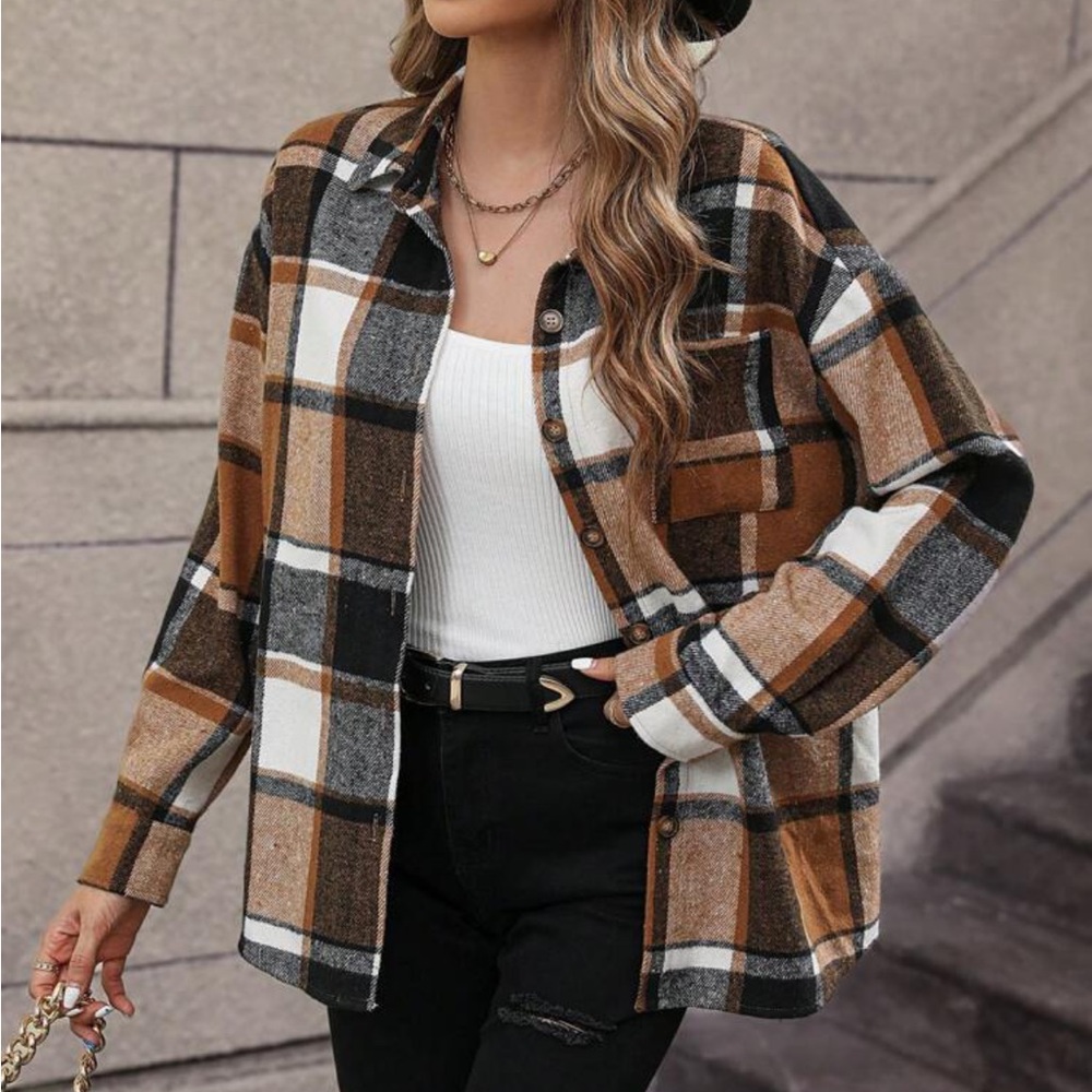 Boho Buffalo plaid coat jacket - Picture 5 of 6